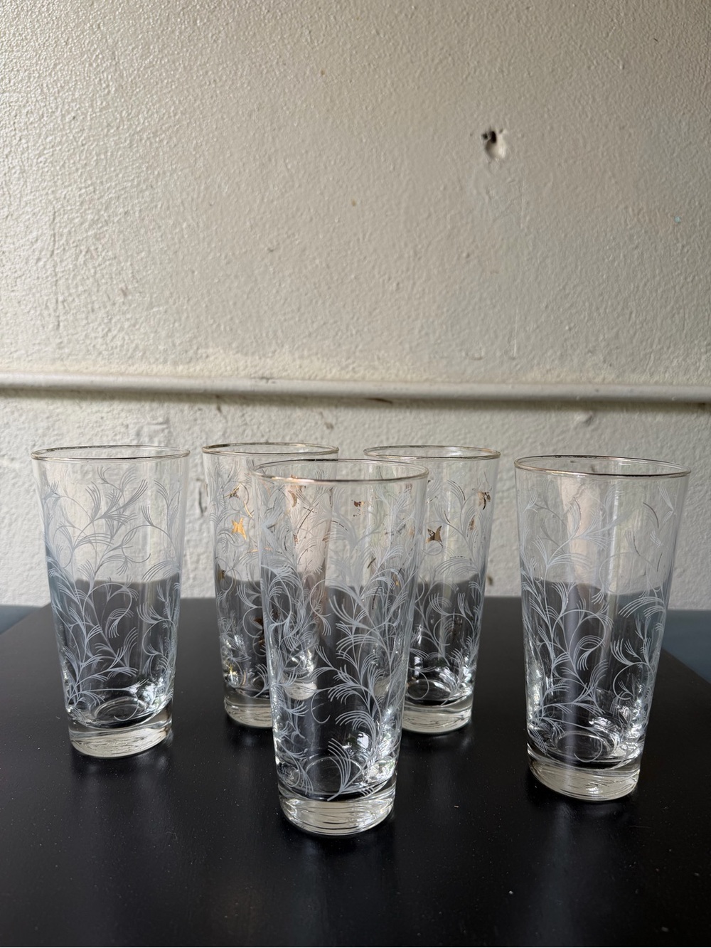 Clear Etched Floral Highball Glasses - 5-Pack